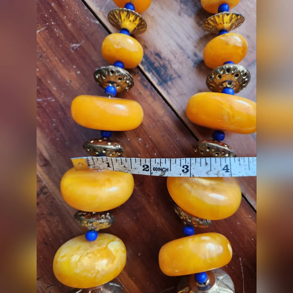 Orange, Goldtone and Blue Multi Use Piece-Home Decor or Necklace - Picture 12 of 15